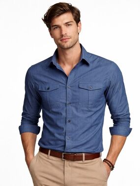 Express Men’s Extra Slim Fit Blue Button-Down Shirt